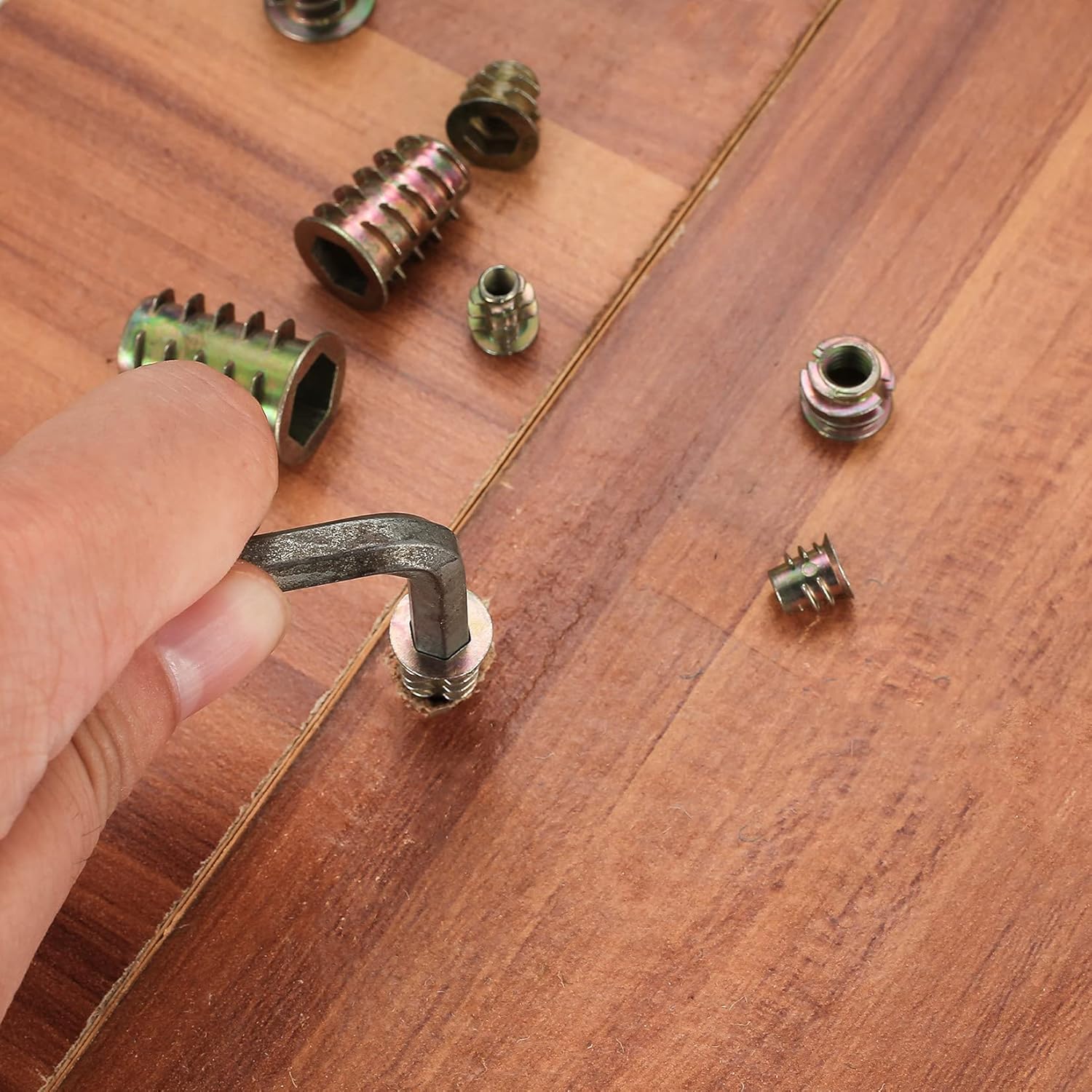 230 Pcs Threaded Inserts Nuts Assortment Tool Kit - 11 Sizes Metric M4/M5/M6/M8/M10 Hex Socket Drive Furniture Screw-in Wood Inserts Bolts Fastener