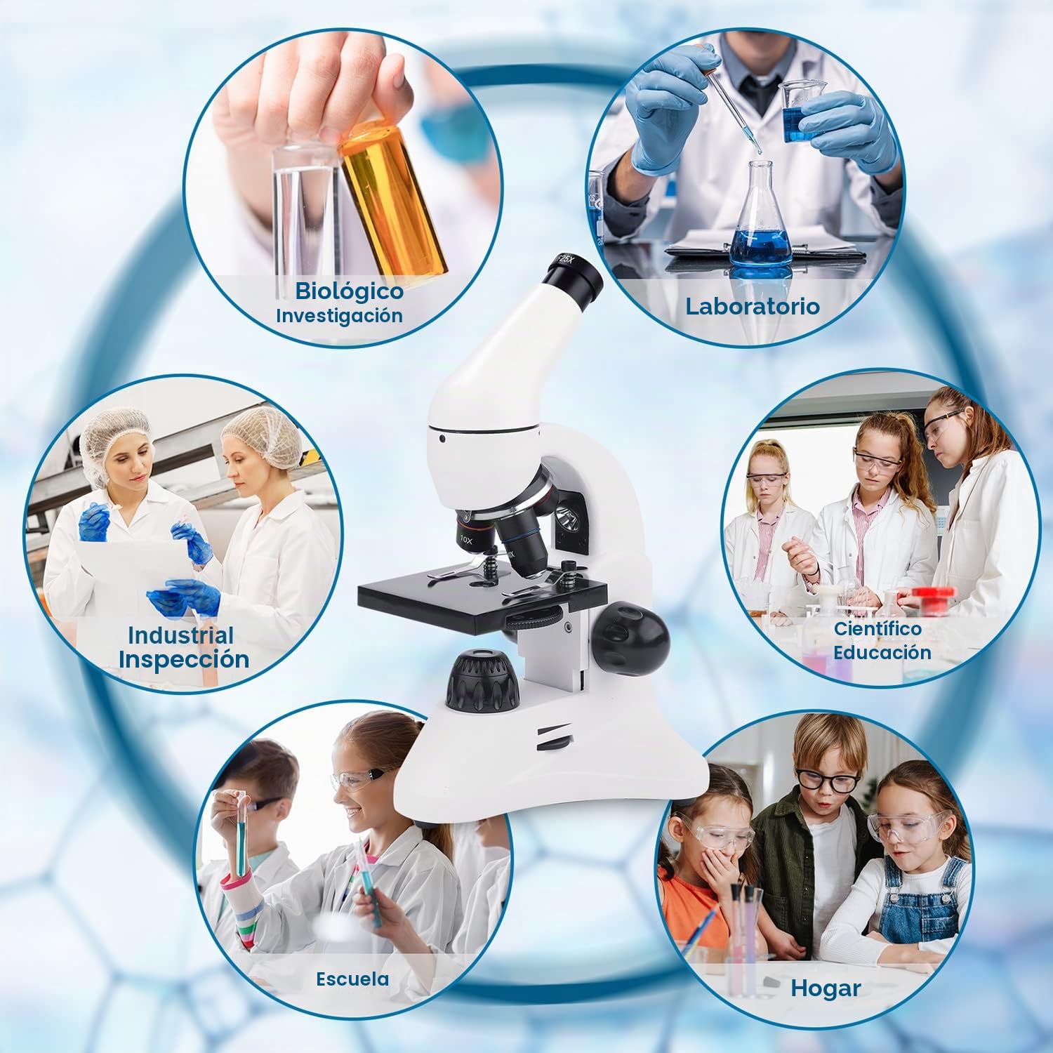 USCAMEL Microscopio 40X-2000X LED Dual Lentes de Vidrio Óptico Microscopios Monoculares de Lab para Niños Estudiantes Adultos Colegio Educación en Casa con Diapositivas, Kits de Ciencia