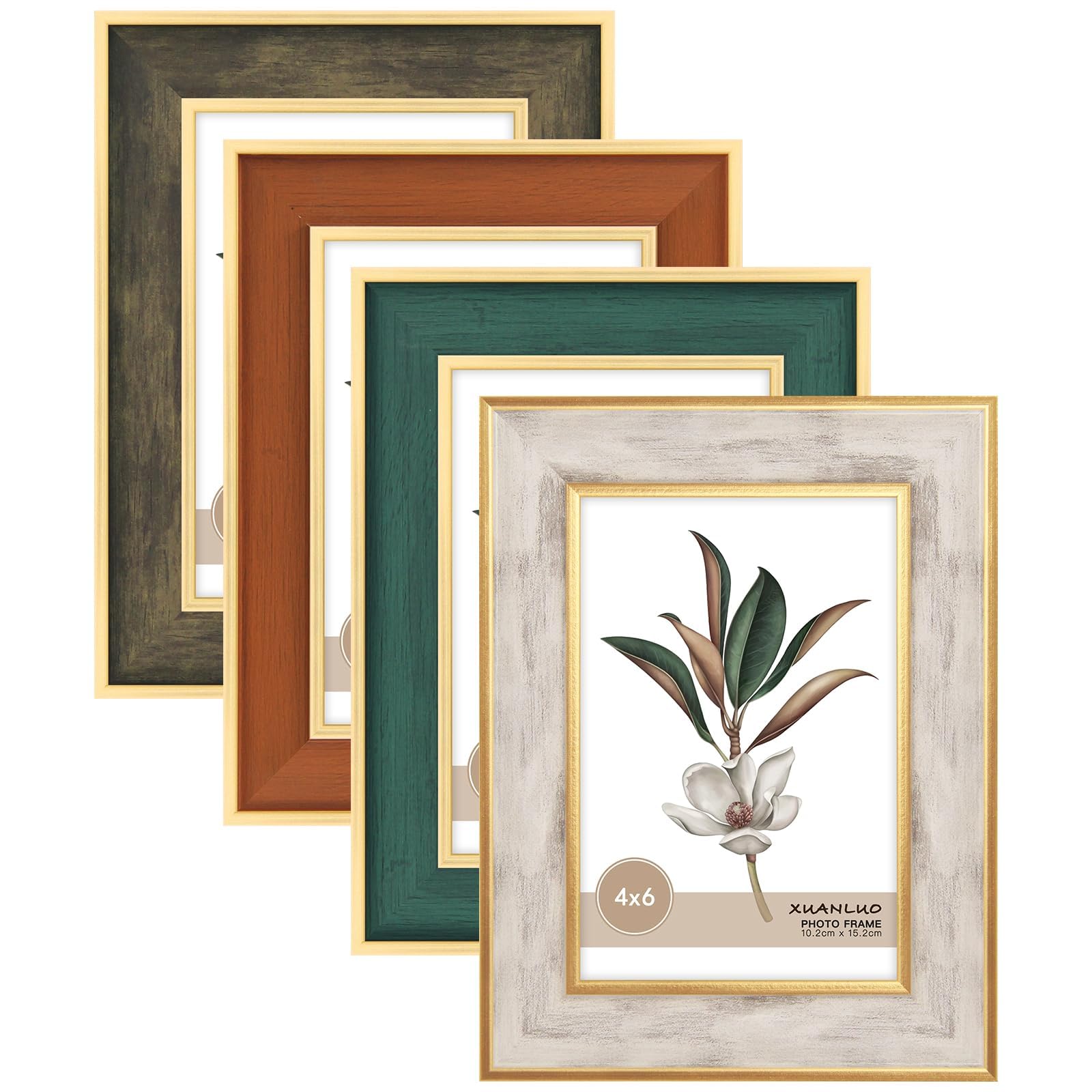 XUANLUO 4x6 inch Picture Frames Set of 4 Modern Style Frame with High Definition Tempered Glass Colorful Decotative Photo Frames for Wall Mount and Tabletop Display Family Wedding Gift โ image 1