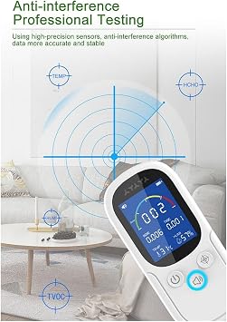 Professional Dust Particle Counter, Air Quality Monitor Temperature And Humidity Meter TVOC HCHO Detector For Home Car Office Hotel Gas Detector