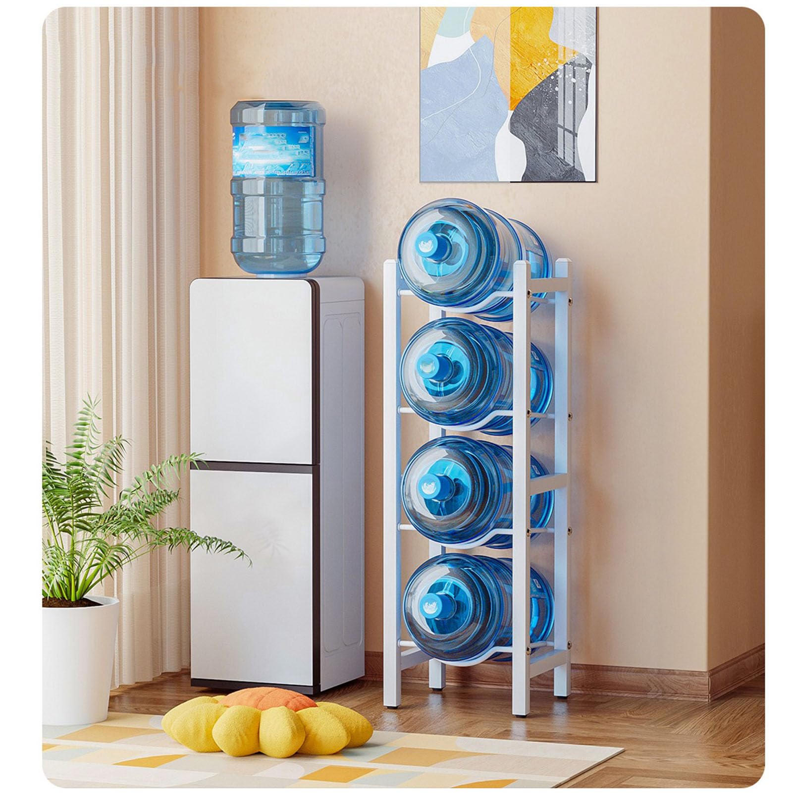 Soporte para jarra de agua de 5 galones, soporte de enfriador de agua resistente, estante de almacenamiento de botellas para cocina, oficina, garaje