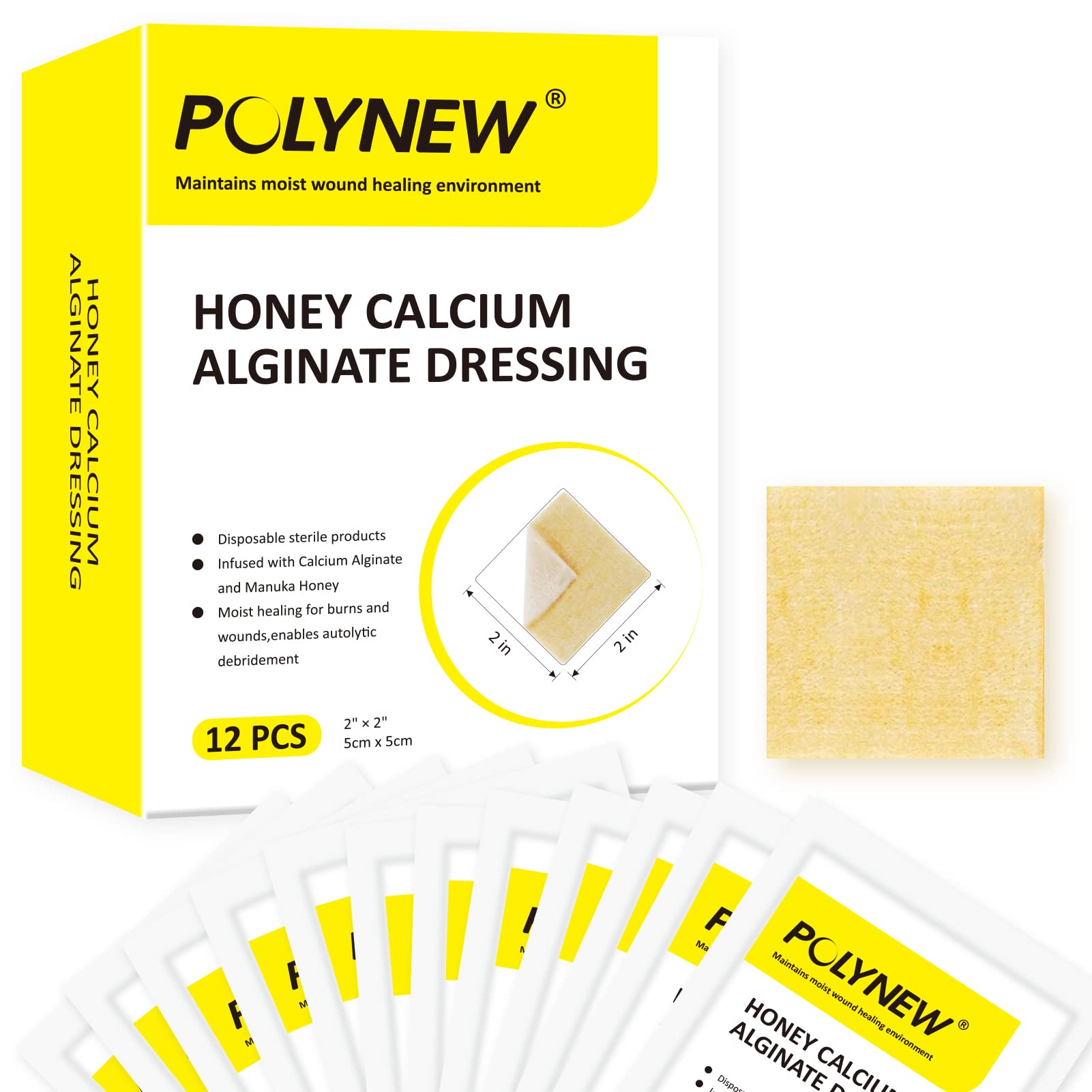 Buy Polynew Manuka Honey Calcium Alginate Dressing, 12 Individual Pack