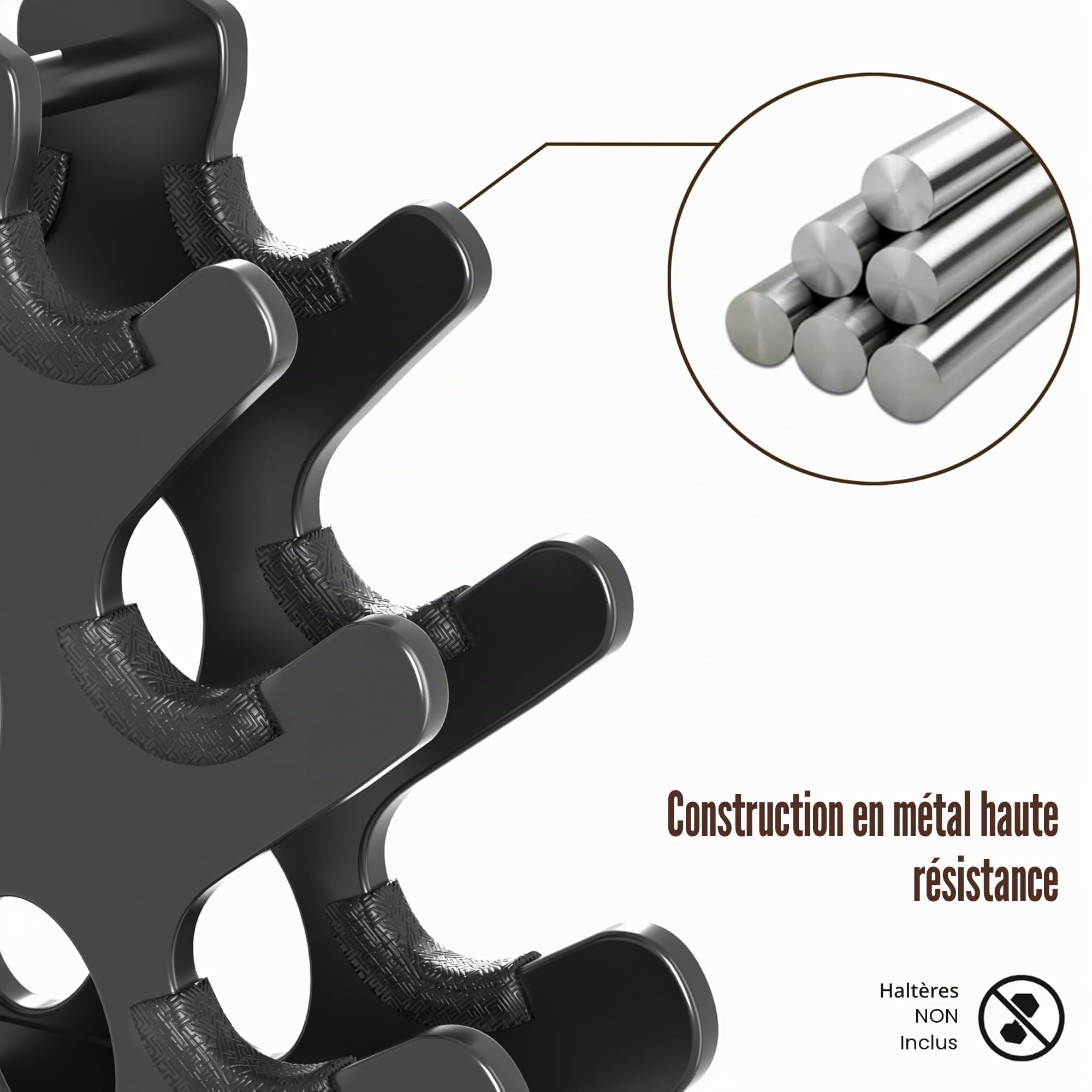 Support Halteres 5-Niveaux Rangement Poids Musculation Rack Haltere Métal (Haltères non inclus)