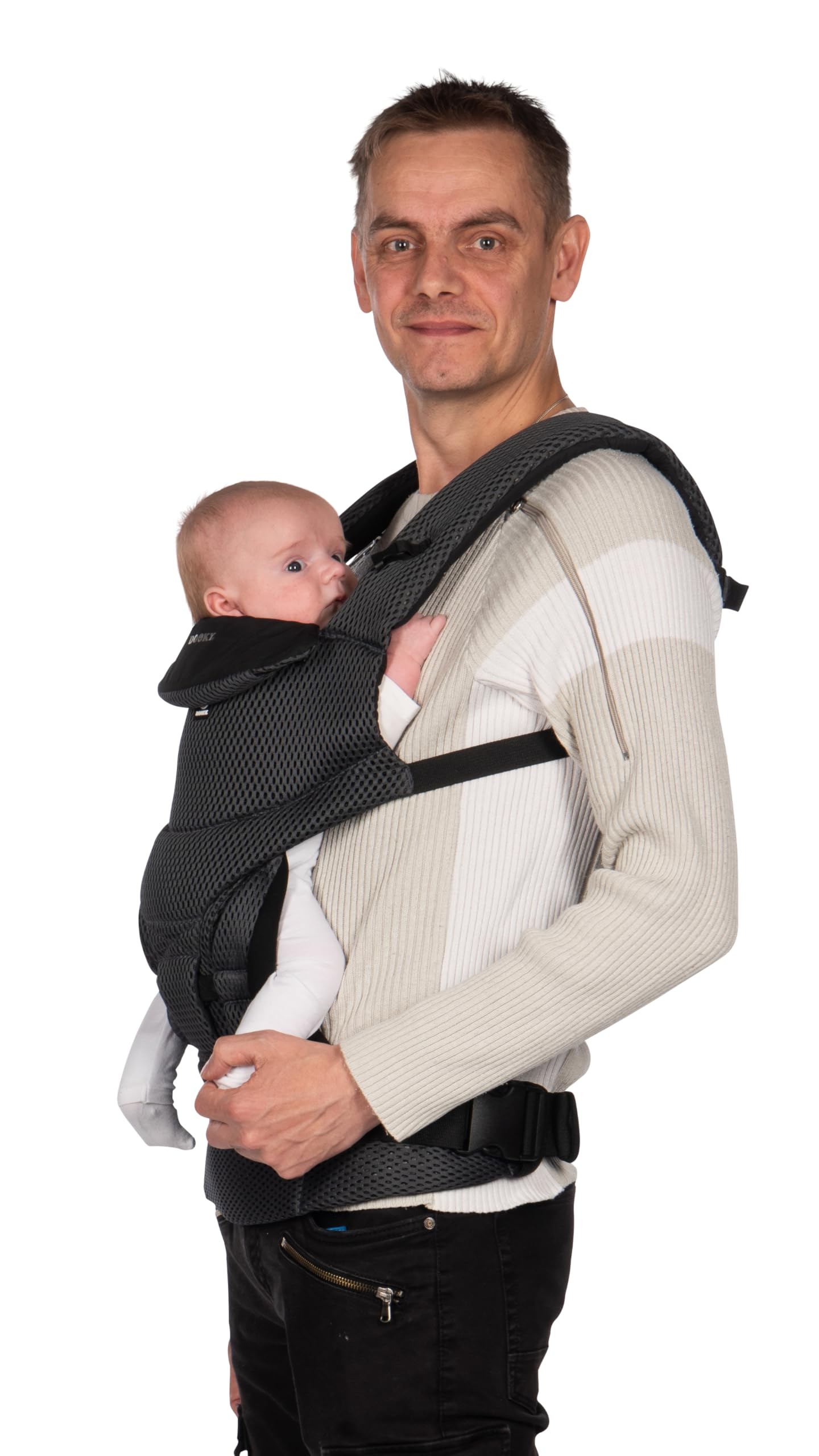 Dooky Urban Comfort - Portabebés ergonómico (apto desde el nacimiento 0-3 años y 3,5-15 kg, material transpirable, tres opciones de transporte diferentes), color negro