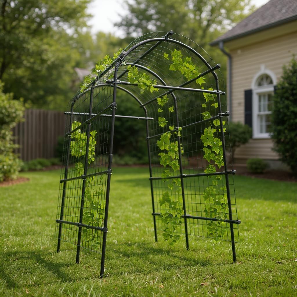 Arco Da Giardino Per Piante Rampicanti, in Metallo, 115 x 183 x 230 cm, Larghezza Regolabile 90-115 cm, Resistente Alle Intemperie, Per Verdura, Frutta, Fiori