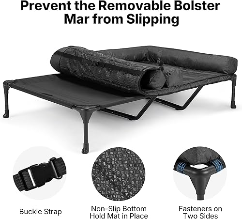 Miniatura 4 de Veehoo Camas elevadas refrescantes para perros + cojín doble impermeable para dos perros medianos, cuna elevada para mascotas con tapete de apoyo