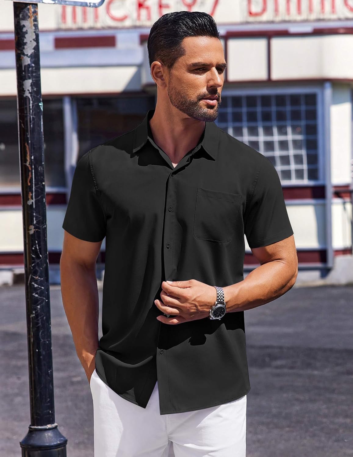 COOFANDY Mens Short Sleeve Button Down Shirts Wrinkle Free Dress Shirt for Men Business Casual Shirt with Pocket - Image 4