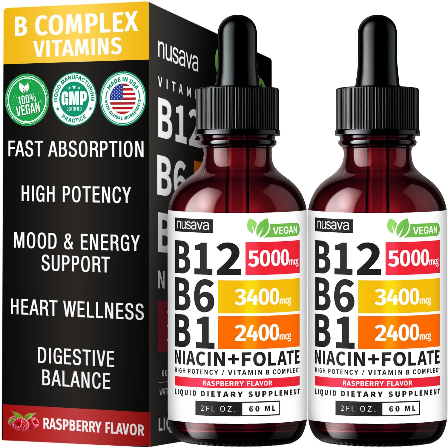 NUSAVA Vitamin B12 5000mcg with B6 & B1 Liquid Drops, Strawberry, Pack of 2 — Amazon image 16