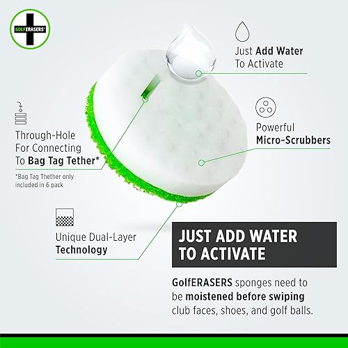 Miniatura 3 de GolfERASERS Borrador instantáneo de golf, esponja de doble cara prémium para limpiar palos de golf, zapatos y pelotas de golf, paquete de 12