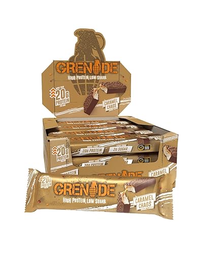 Grenade High Protein, Low Sugar Bar - Caramel Chaos, 12 x 60 g (Packaging May Vary) - Caramel Chaos - 12 x 60 g