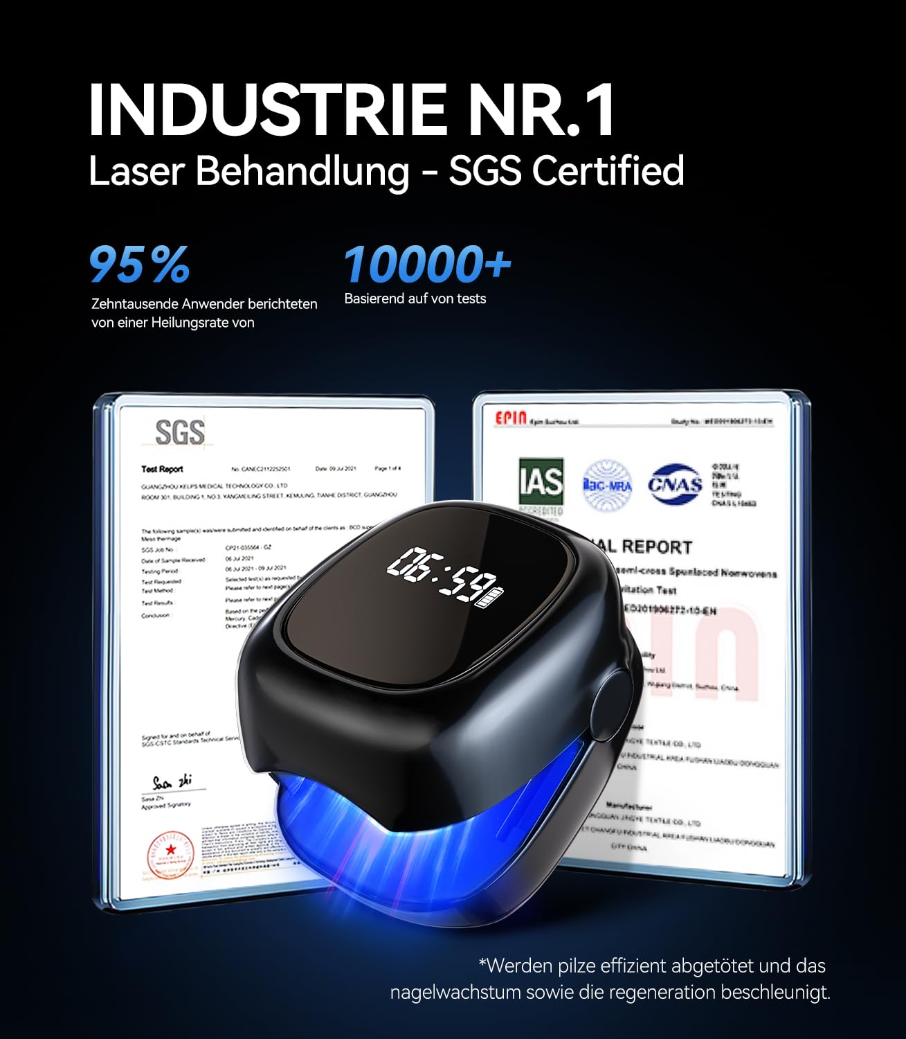 Nagelpilz Lasergerä –Upgrade 2025 6 Licht-System Geeignet für Familien von 3-6 Personen Nagelpil Lase Gerät Für dicke & verfärbte Nägel(Black)