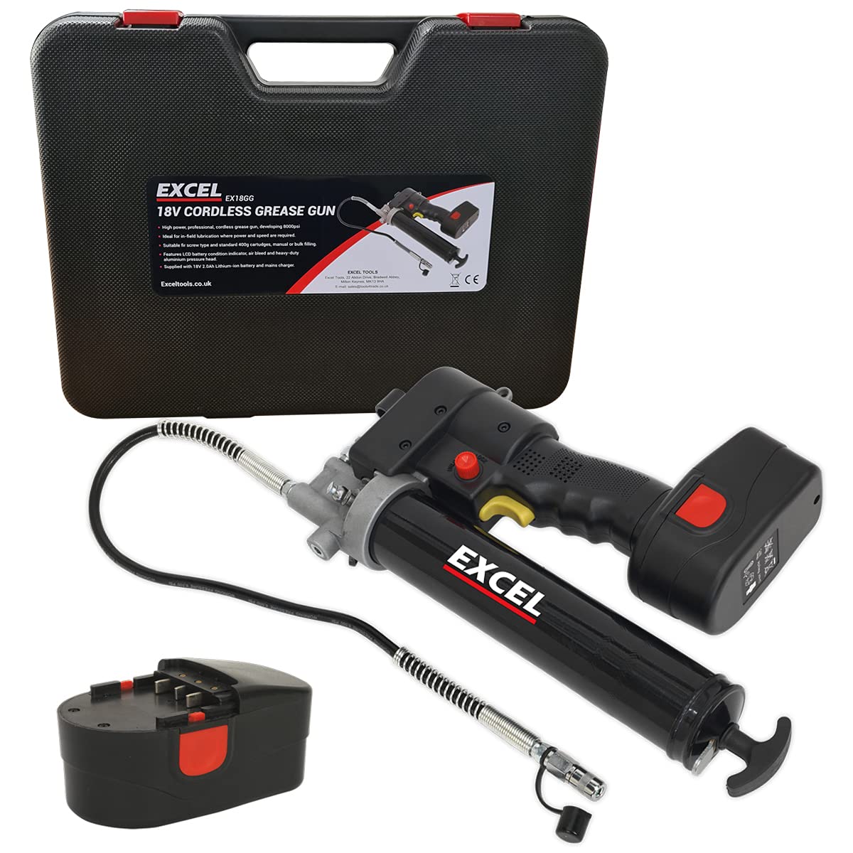Buy Excel 18V Cordless Liion Grease with 2 x 2.0Ah Battery Combo Kit