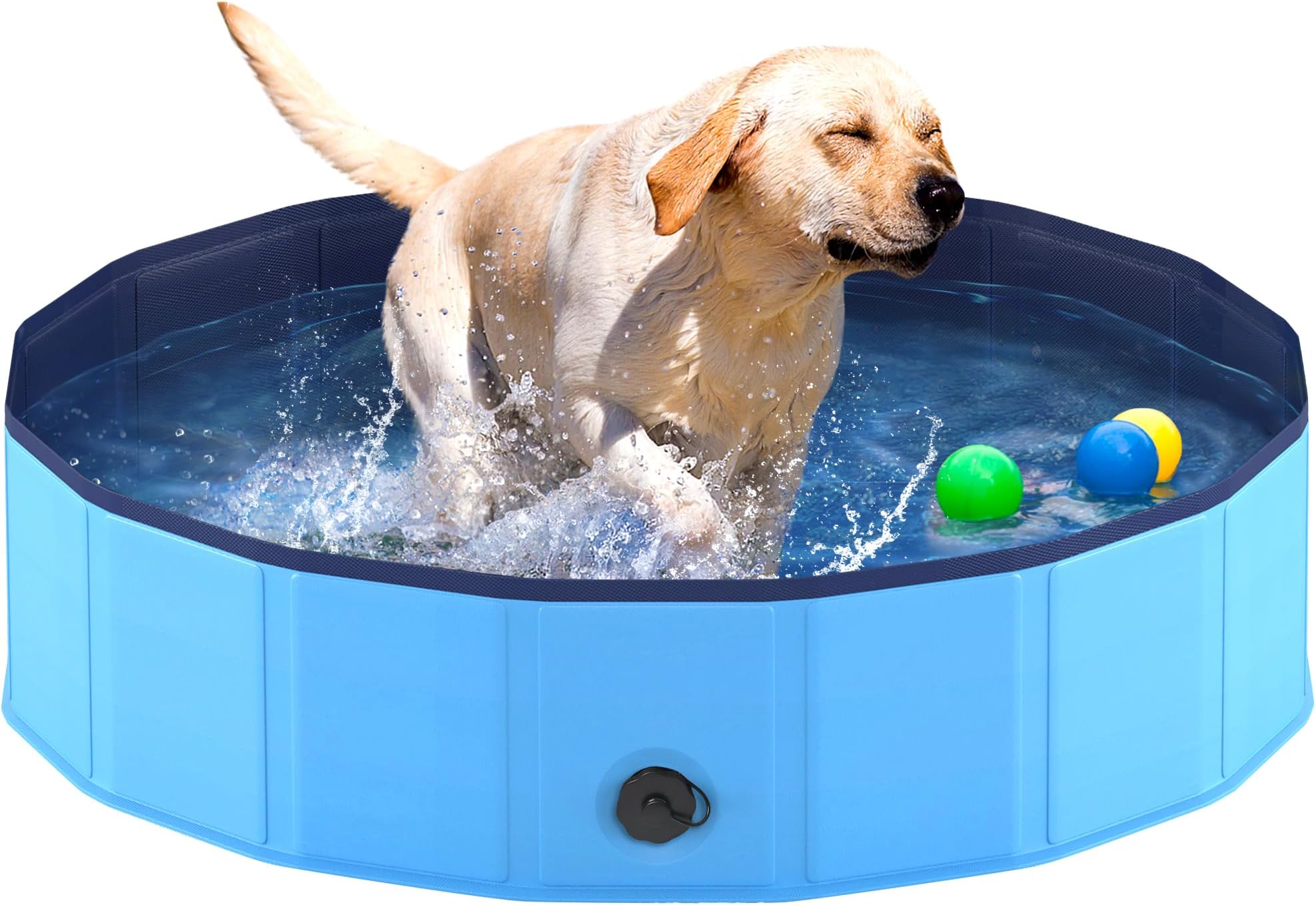 Niubya Portable Dog Pool, Foldable Pet Swimming Tub, Anti-Slip Collapsible Pet Bathtub, Hard Plastic Bath Pool for Pets Dogs and Cats, 40 x 12 Inches
