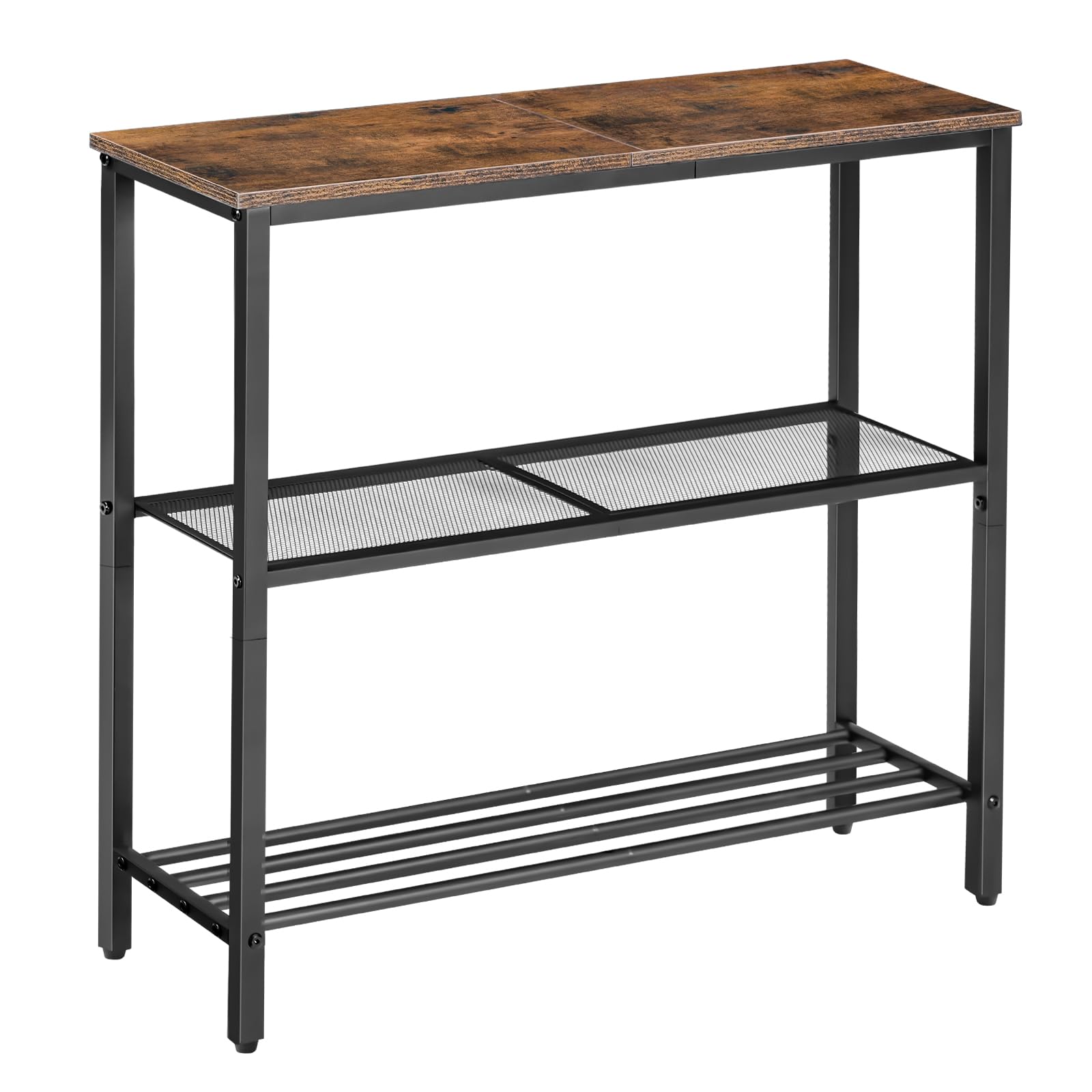 Console Table, 3-Tier Sofa Table, Narrow Entryway Table, Couch Table with Storage Shelves, Industrial Behind Couch Table, Hallway Table, for Living Room, Entrance, Rustic Brown CTHR31401