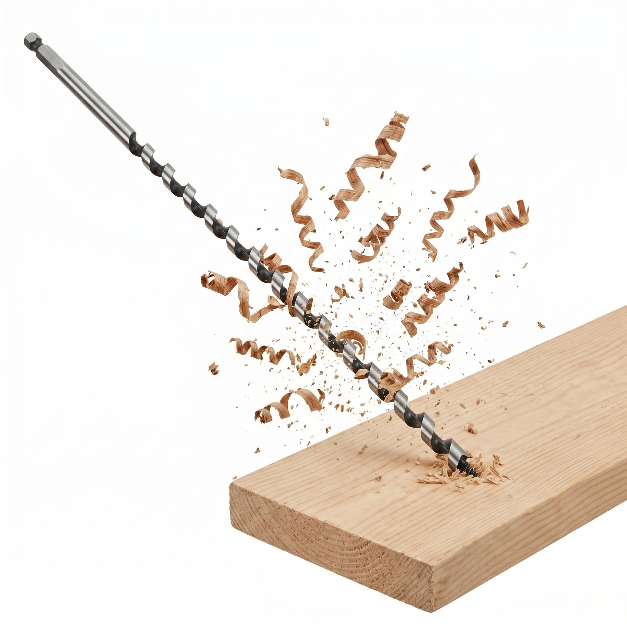 SOMADA 3/8-Inch x 17-Inch Auger Drill Bit for Wood, Hex Shank 3/8-Inch One Piece, Ship Auger Long Drill Bit for Soft and Hard Wood, Plastic, Drywall