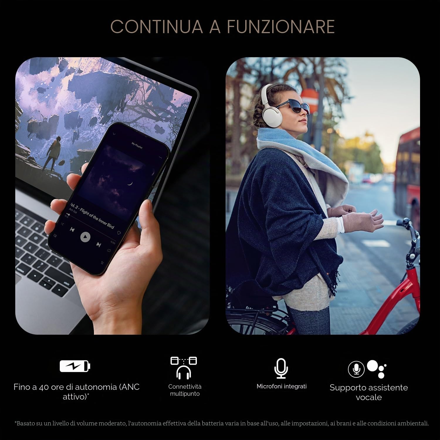 CREATIVE Zen Hybrid SXFI Cuffie over-ear wireless con tecnologia Super X-Fi, Cancellazione Attiva del Rumore Ibrida Adattiva, Modalità Ambiente, fino a 70 ore, modalità a bassa latenza (Light Gray)