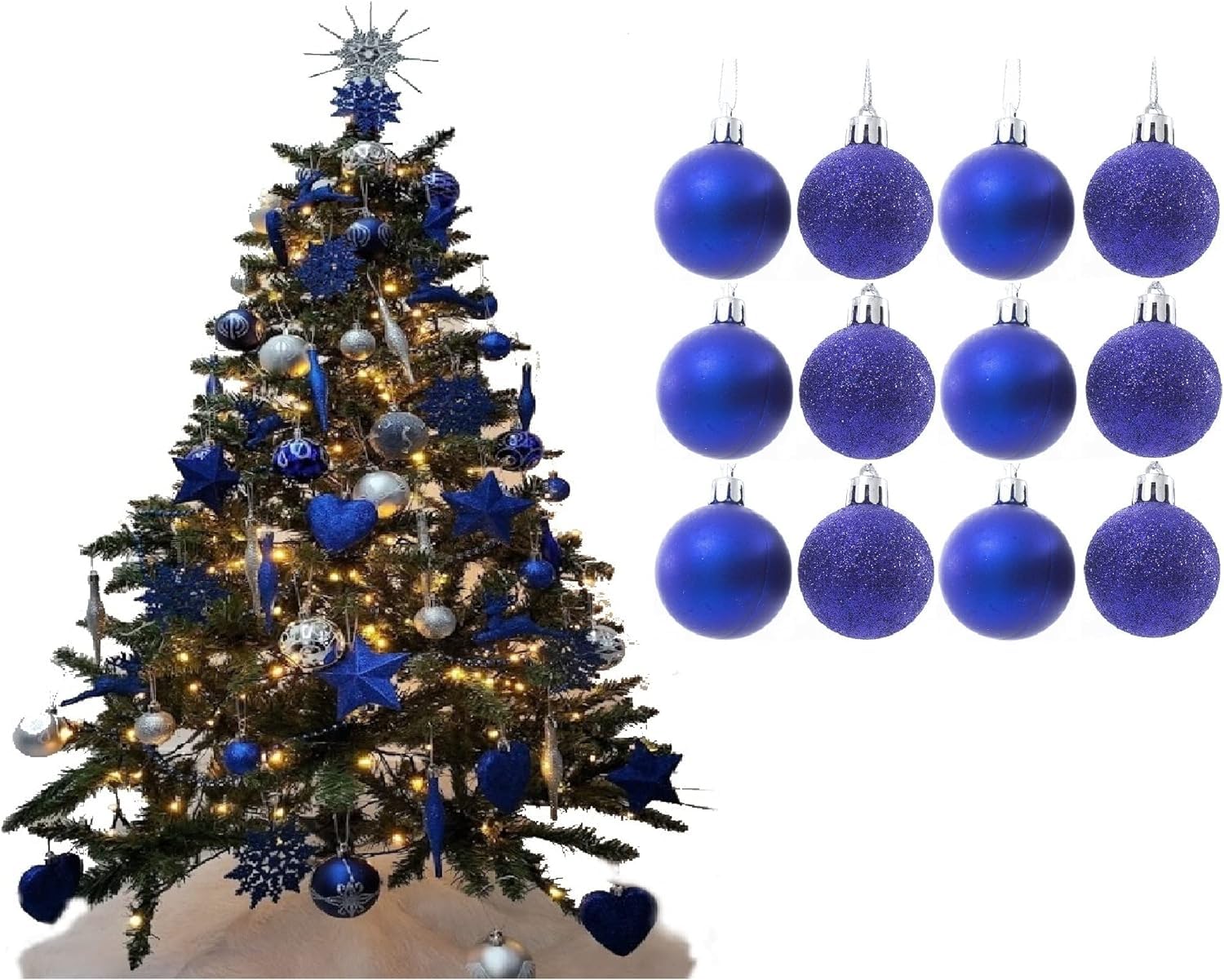 Blue Christmas Baubles, Blue Christmas Tree Decorations, Large Navy Blue Baubles, Shatterproof Christmas Balls, Outdoor Christmas Tree Ornaments for Xmas Hanging Decorations Decor