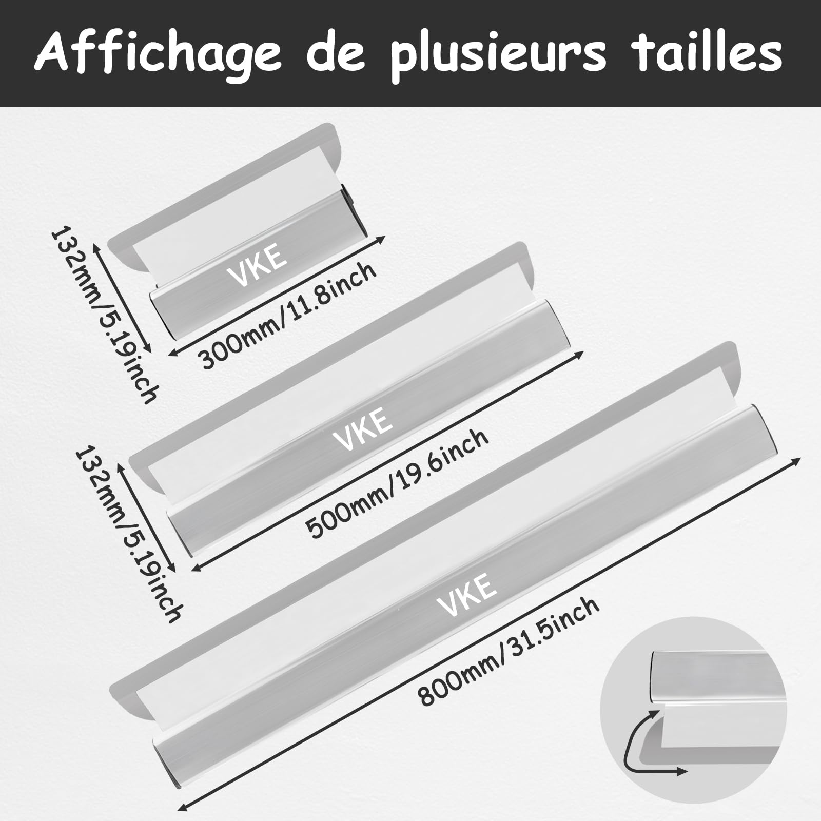 VKE Set Couteau a Enduiret 30/50/80cm avec Lame Interchangeable et Mallette | Poignée en Alliage d'Aluminium avec Perche Télescopique 2,1 m et Brosse à rouleau pour le Crépissage des Murs et Des plafonds