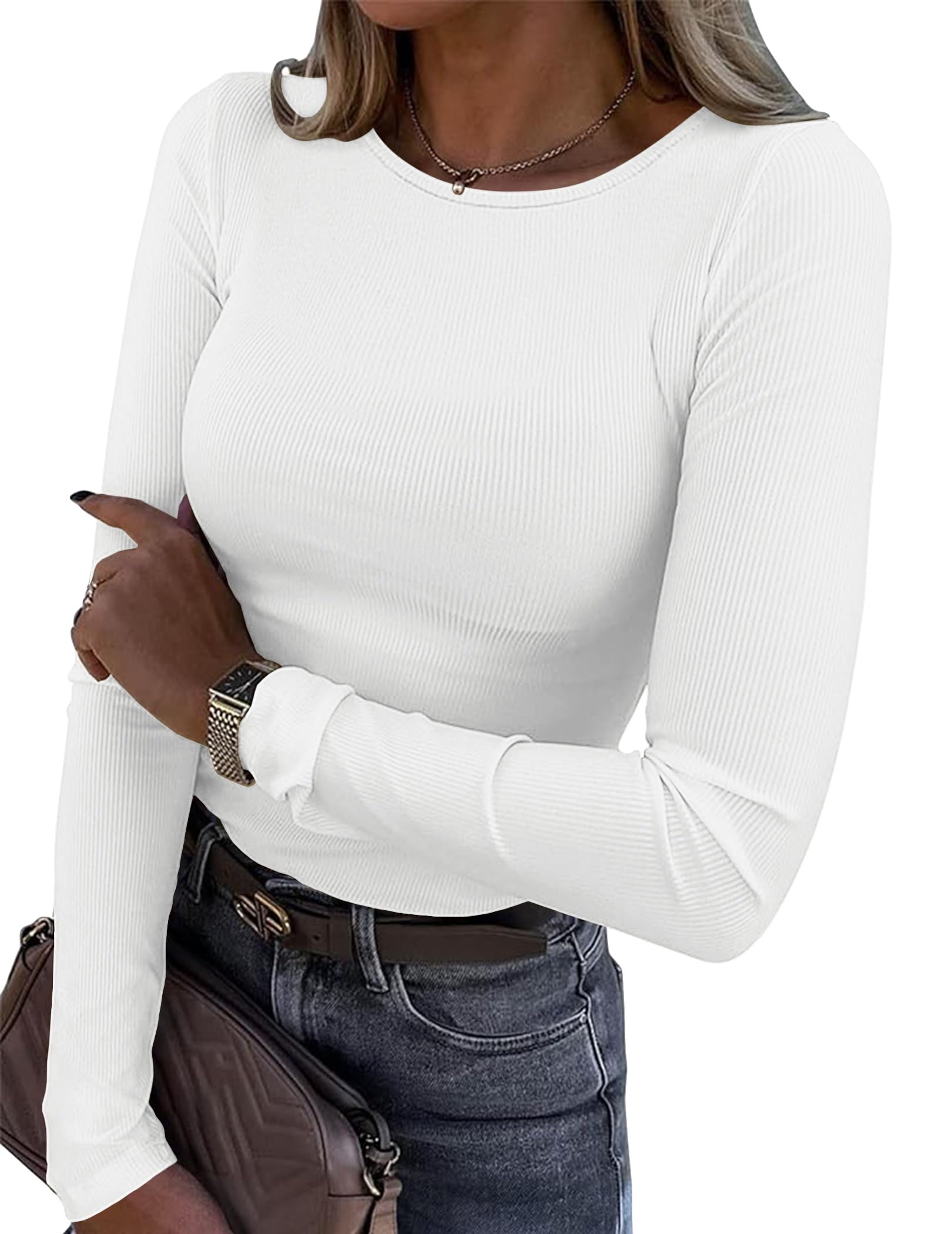 Zeagoo Womens Long Sleeve Crop Tops Basic Slim Fitted Shirts Fashion 2025 Going Out Fashion Tops Teen Girl Clothes