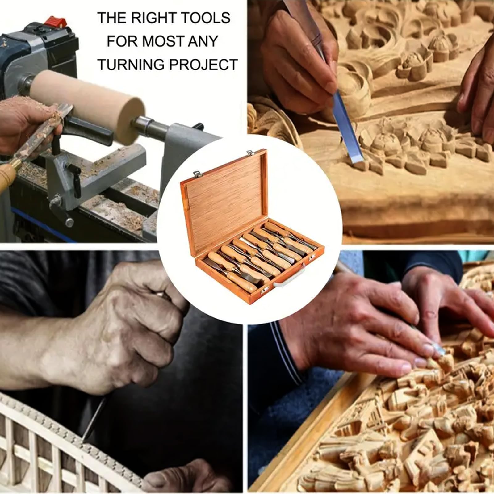 Set Di 12 Scalpelli Per Intaglio Del Legno Per La Lavorazione Del Legno,Utensili Professionali Per Sgorbie Per Legno Con Scatola Di Legno Per Progetti Di Intaglio Del Legno Di Falegnameria E Artigiano