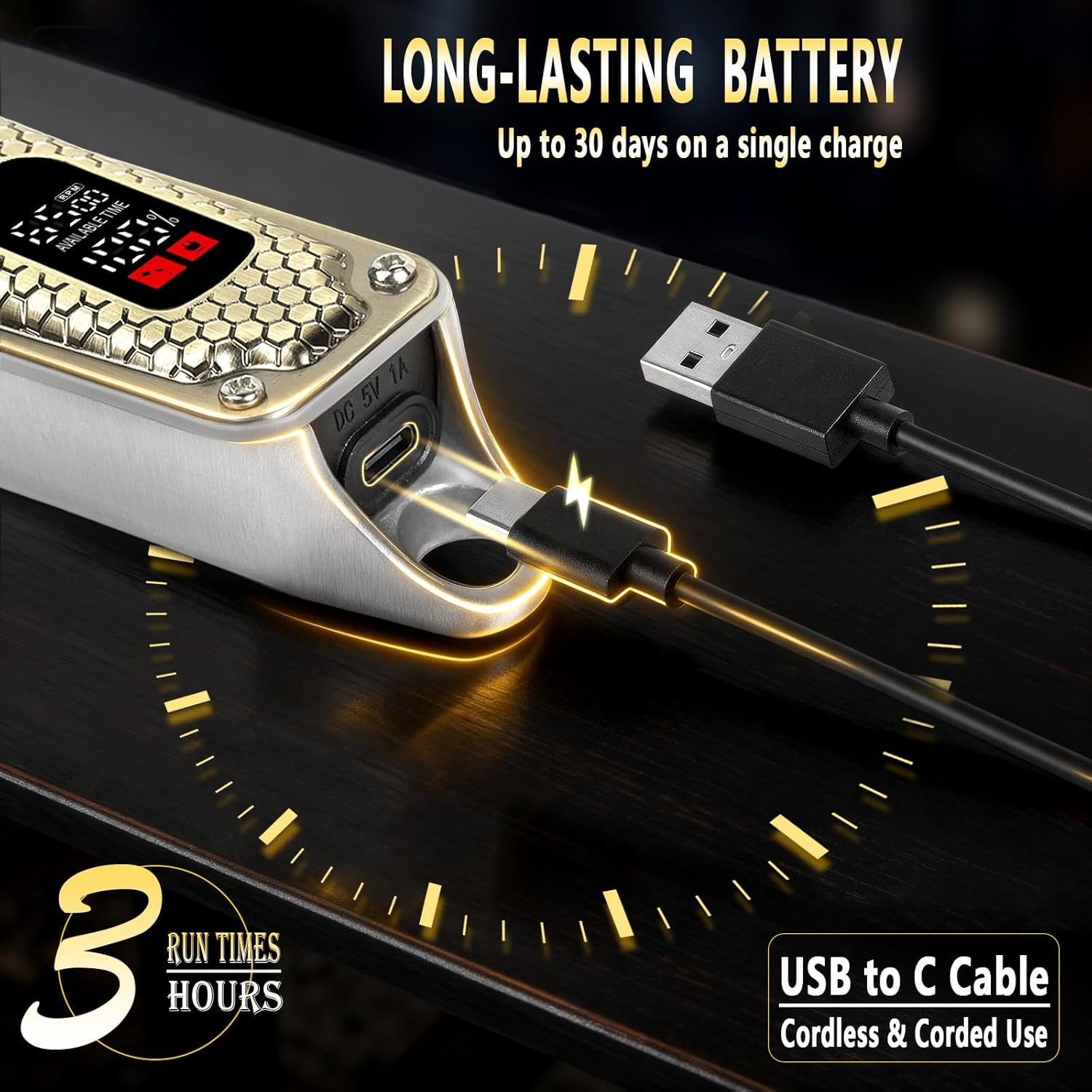 Professional Hair Clippers for Men With Extremely Heavy Duty Cutting Performance, Cordless Clippers for Hair Cutting, Quiet Hair Trimmer for Men and Kids, Mens Clippers and Trimmer, Barber Clippers - Image 5