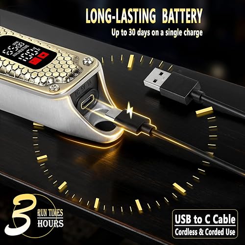 Miniatura 5 de VanEdwin Cortapelos profesionales resistentes para hombres, sensación premium, textura y agarre, cortapelos inalámbricos para peluqueros,