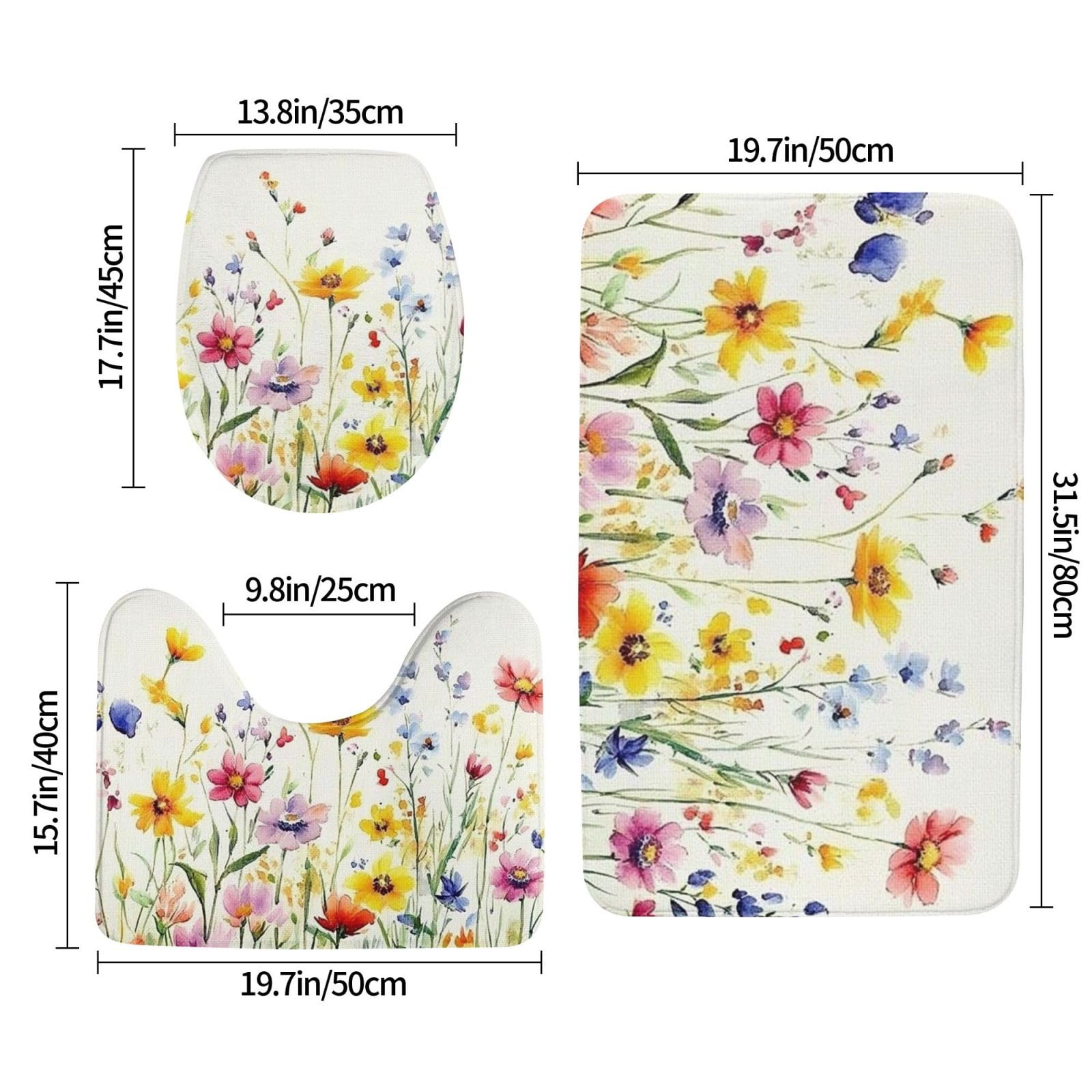 Juego de alfombras de baño de 3 piezas, alfombras de baño de espuma viscoelástica suave y absorbente y alfombra de inodoro en forma de U, decoración del hogar, secado rápido