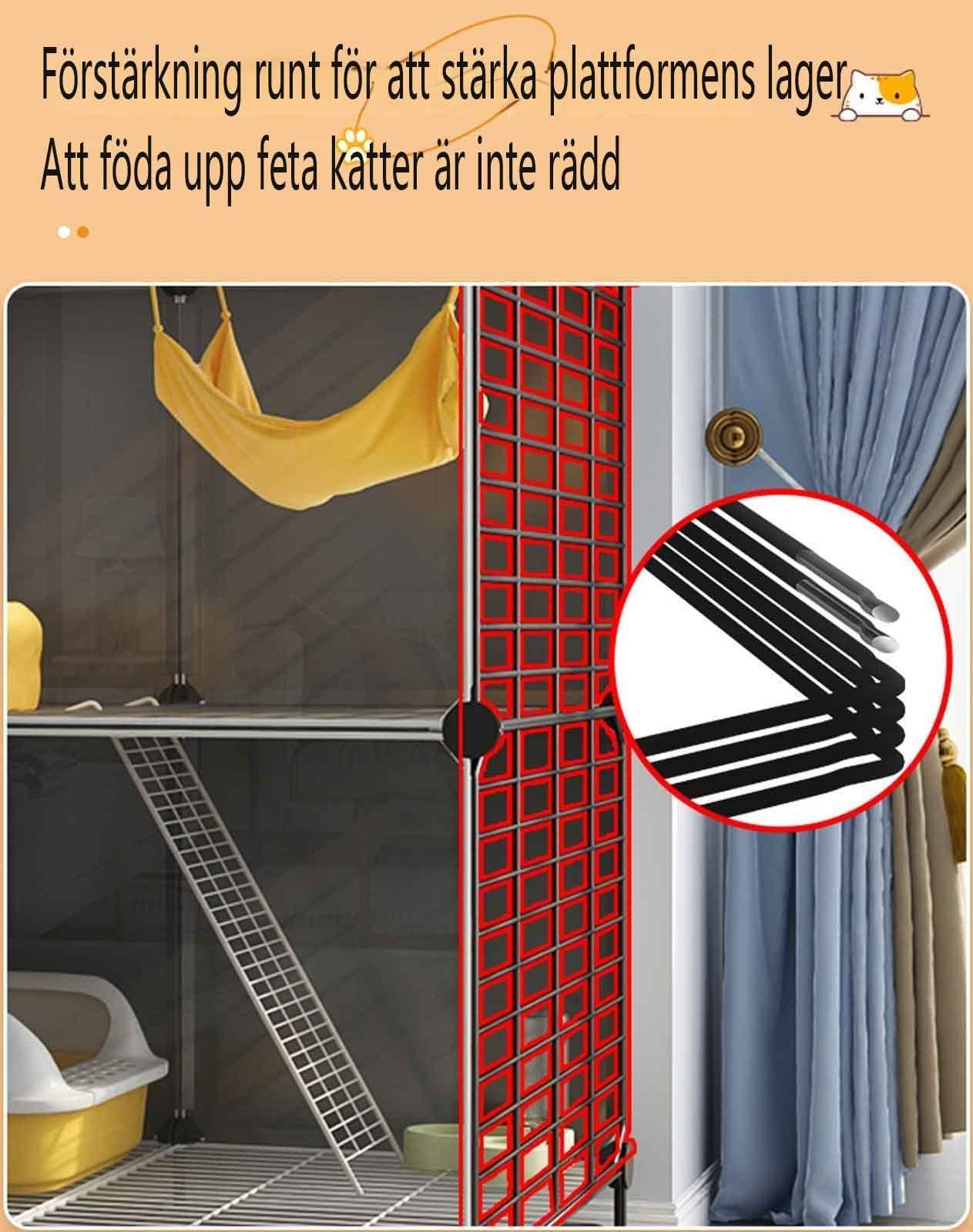 Gabbie per gatti al coperto con tetto, allevamento trasparente panoramico, rimovibile e lavabile, facile da pulire, facile da installare, nero (dimensioni: 107 * 47 * 82 cm) (Onecolor 72 * 47 * 72 c