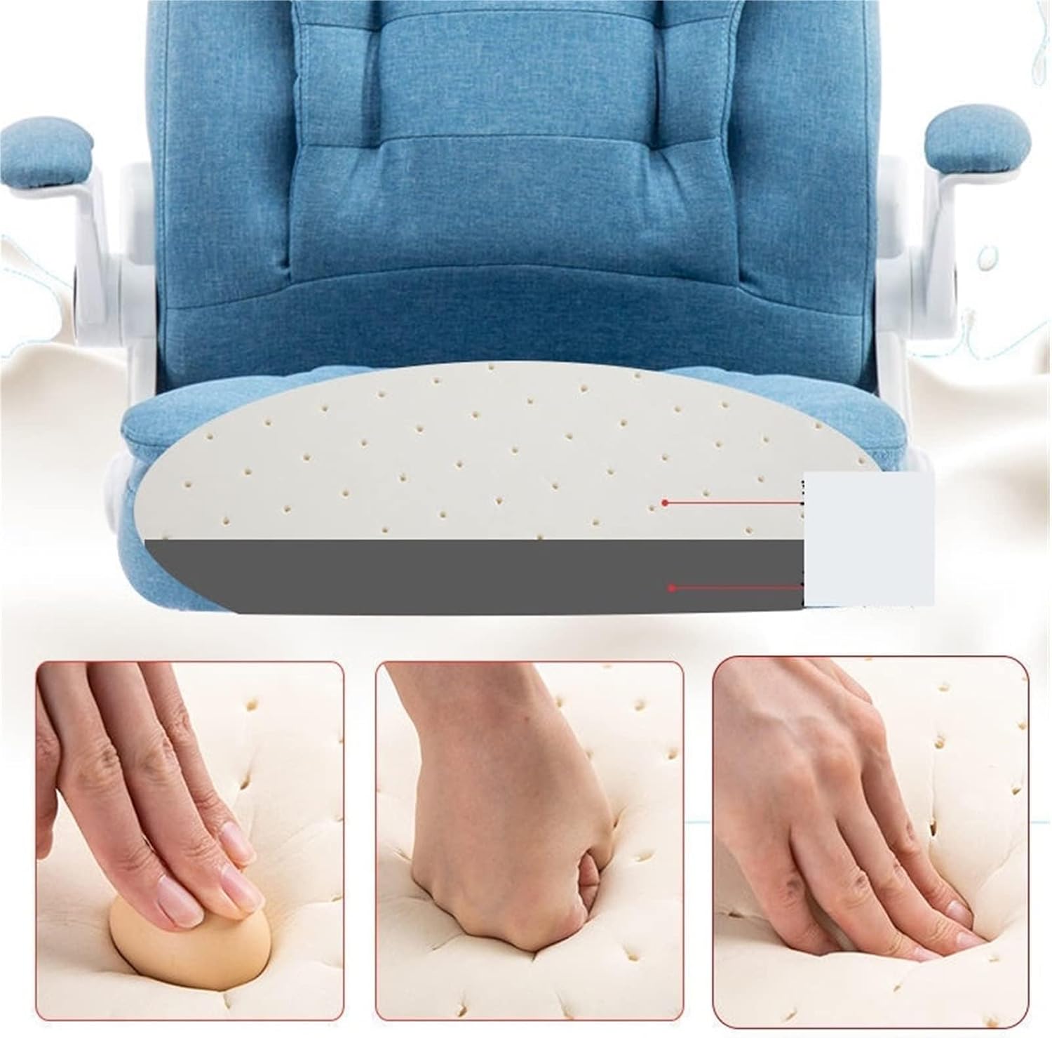 MARURY Fabric Padded Cross Legged Home Office Chair,Desk Computer Chair, Home Office Conference Chair, for Home Office Make Up