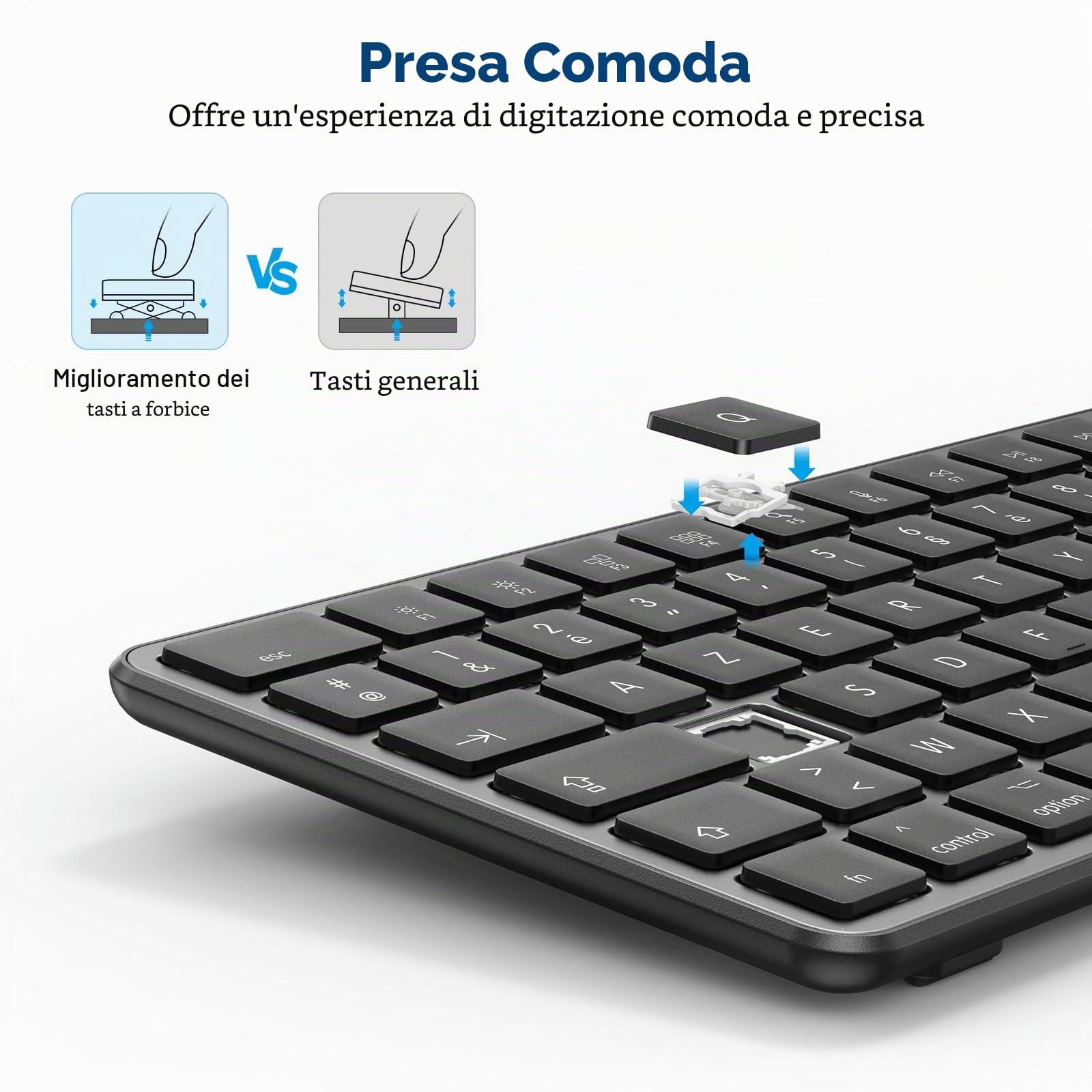 OMOTON Tastiera Bluetooth per Mac AZERTY francese, grigio scuro | Multi-dispositivo a 3 canali, ricaricabile, tasti a forbice per Apple Mac Pro/Mini, MacBook Neo/Air, iMac Pro