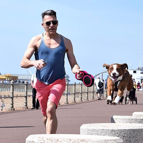 Miniatura 7 de Segarty Correa retráctil para perro de 26 pies, correa larga para perros de raza mediana y grande de hasta 110 libras, cinta de nailon sin enredos y