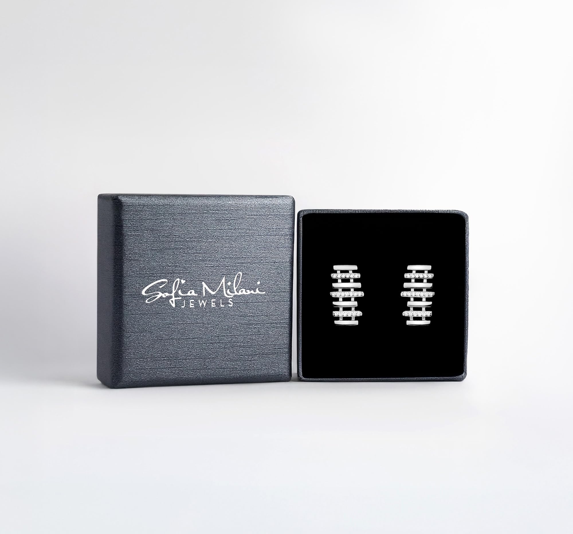 SOFIA MILANI - Damen Ohrringe 925 Silber - mit Zirkonia Steinen - Gitter Ohrstecker