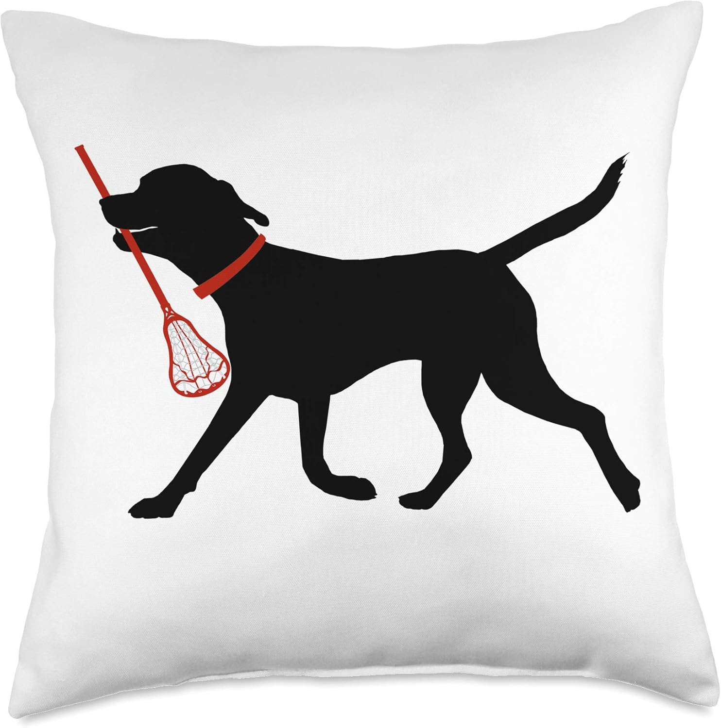 Lacrosse Labrador Fetch Lacrosse Stick Cool Black Lab Throw Pillow