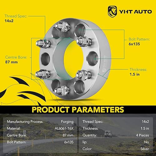 Miniatura 2 de YHTAUTO Espaciadores de rueda de 1.5 pulgadas para Ford F-150, Expedition y Lincoln Navigator 2003-2014, Mark LT, espaciadores de neumáticos