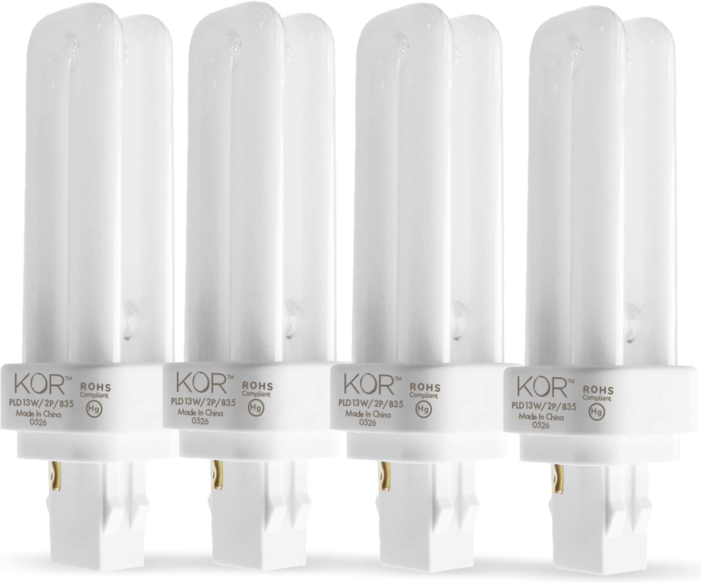 (4 Pack 13 Watt Double Tube - 2 Pin (GX23-2) Base - 3500K CFL-Plug-in Replacement for Sylvania 21117/20691 - CF13DD/827/ECO - GE 97588 - F13DBX23/835/ECO - Philips 383125 PL-C13W/35/USA/ALTO.