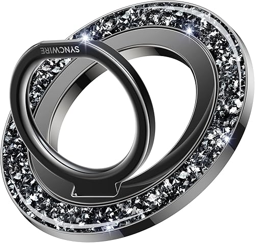 Miniatura 1 de SYNCWIRE Soporte magnético para anillo de teléfono MagSafe - Soporte de agarre de teléfono con purpurina con anillo de dedo de rotación de 360,