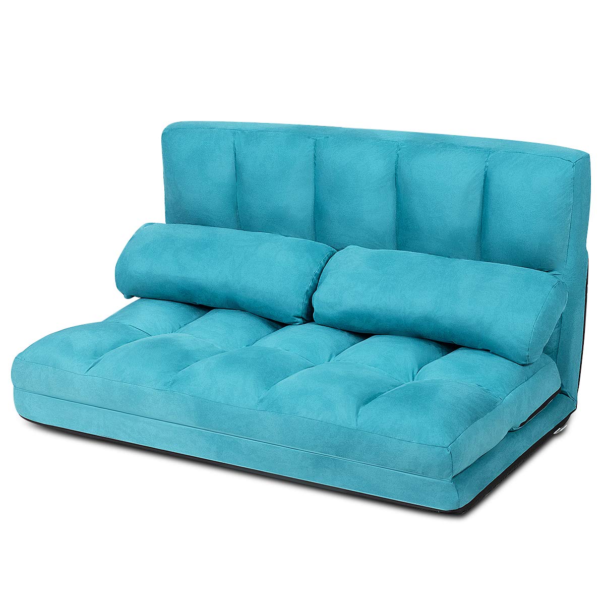 COSTWAY 3 in 1 Bodensofa klappbar, Schlafsofa mit 6 stufig Verstellbarer Rücklehne & 2 Kissen, Sofabett mit Schlaffunktion, Lazy Sofa für Schlafzimmer, Wohnzimmer & Balkon, 150kg Belastbar (Blau)