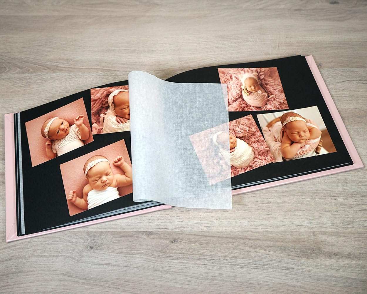 Album foto nascita bimba personalizzato, Album foto i primi ricordi del neonato, Primo anno di vita, Primo compleanno 25x30 100 pagine Interno avorio, Copertina in ecopelle (25x30 100 pagine, Celeste)