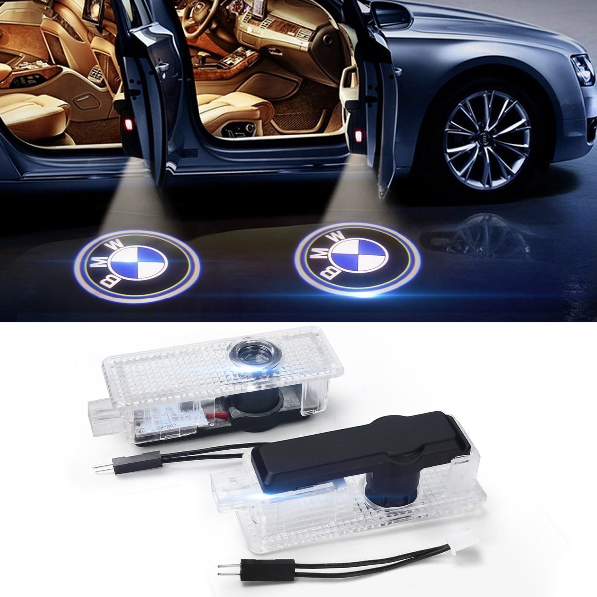 Suyisy 2 x LED Car Door Welcome Light Entry Lighting Projector Light with Logo for E90 E60 E63 F12 F13 F10 F07 M5 Z4 ect.