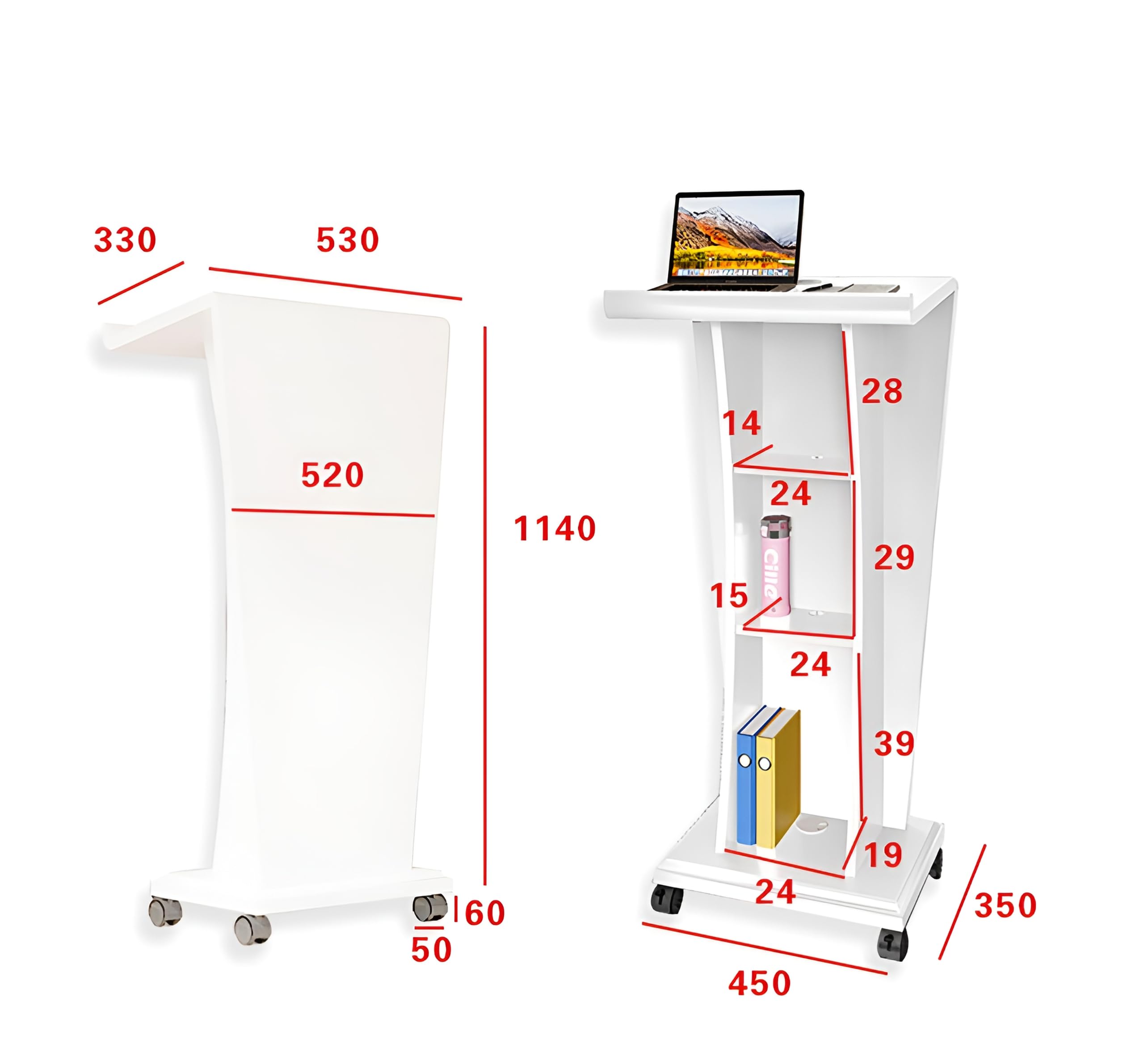 Amazon | 演説台 教壇無垢材教卓 アジャスター付き ワイド 講演台 完成