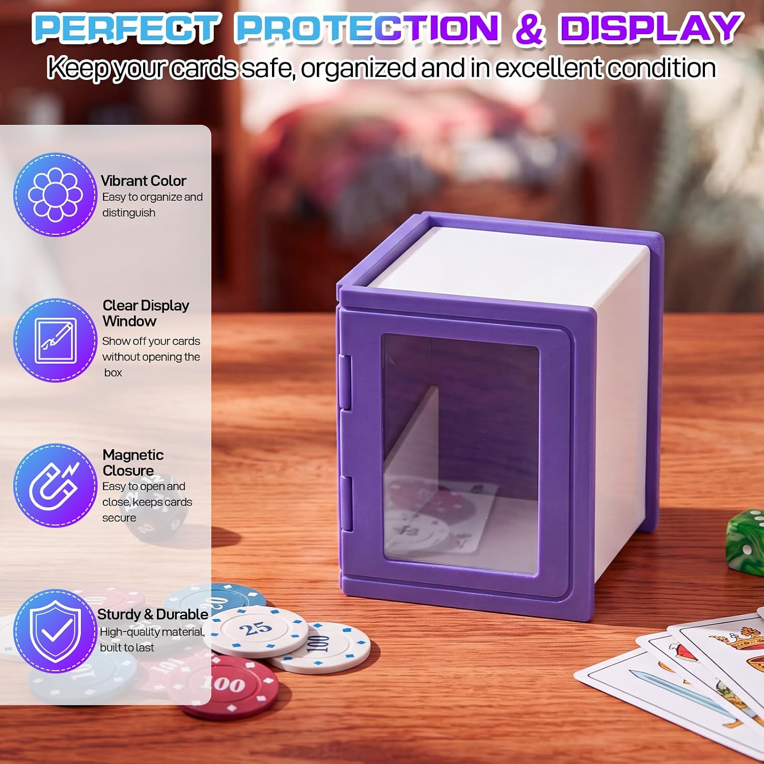1 Pack 3D Print Card Deck Box with Magnetic Lid, Purple image 5