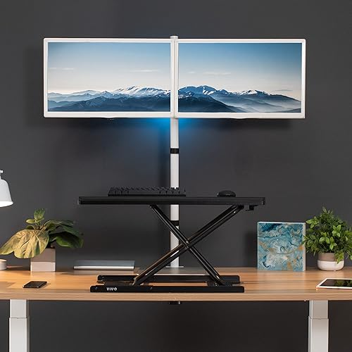 Miniatura 8 de VIVO Soporte de escritorio de pie para monitor doble, poste extra alto de 39 pulgadas, soporte totalmente ajustable para pantallas de hasta 27