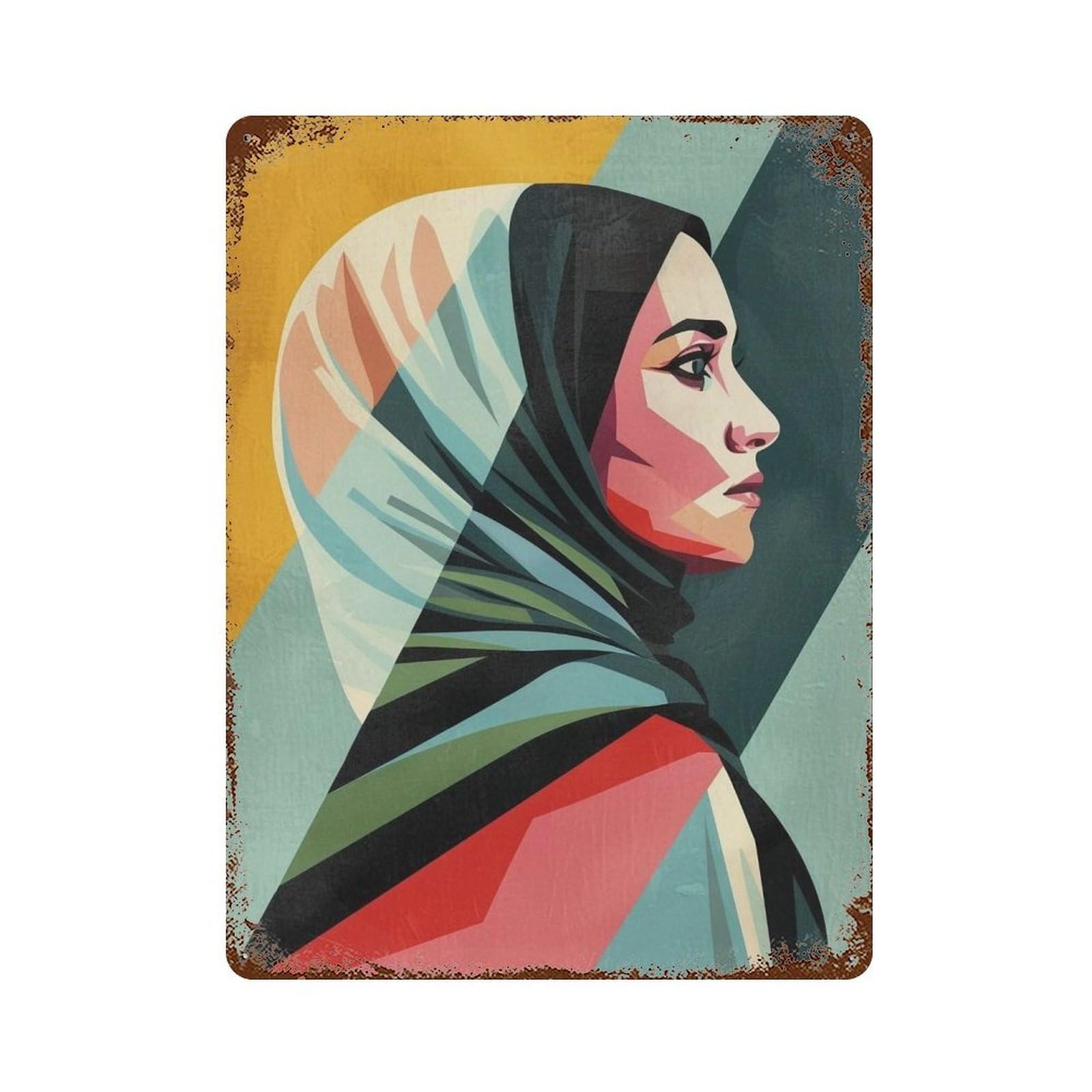 JUWRHRHHRH Cubist Pastel Patchwork Female Visage 03 Poster Canvas Aesthetic Wall Art Painting Decor for Living Room Bed Room 40x30cm Style