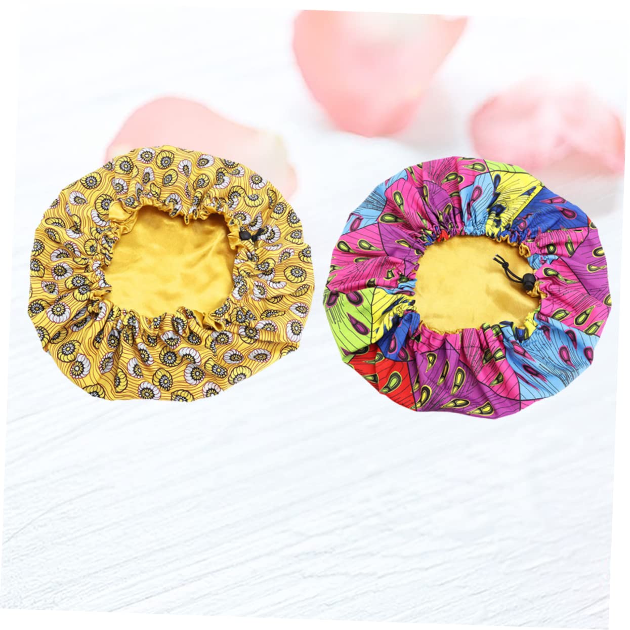 3 Set Di Cuffie Da Notte Regolabili Per Bambini A Doppio Con Coulisse Per Bambini Piccoli A Forma Di Crisantemo Quadrato E Pavone 2 Pezzi*3