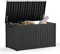 Vista 18 de Mars Villa Caja de almacenamiento para exteriores de 31 galones, contenedor de almacenamiento de resina impermeable, resistente a la intemperie y a