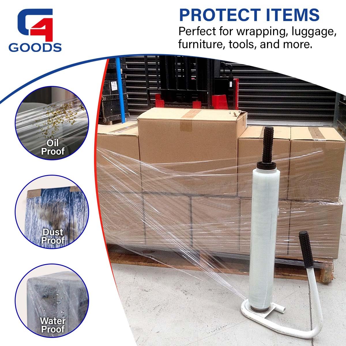 Lot de 2 rouleaux de film transparent solide et durable pour palette 400 mm x 150 m x 20 mu | Film rétractable extensible indéchirable | Résistant à l'eau et à l'humidité | Haute qualité et