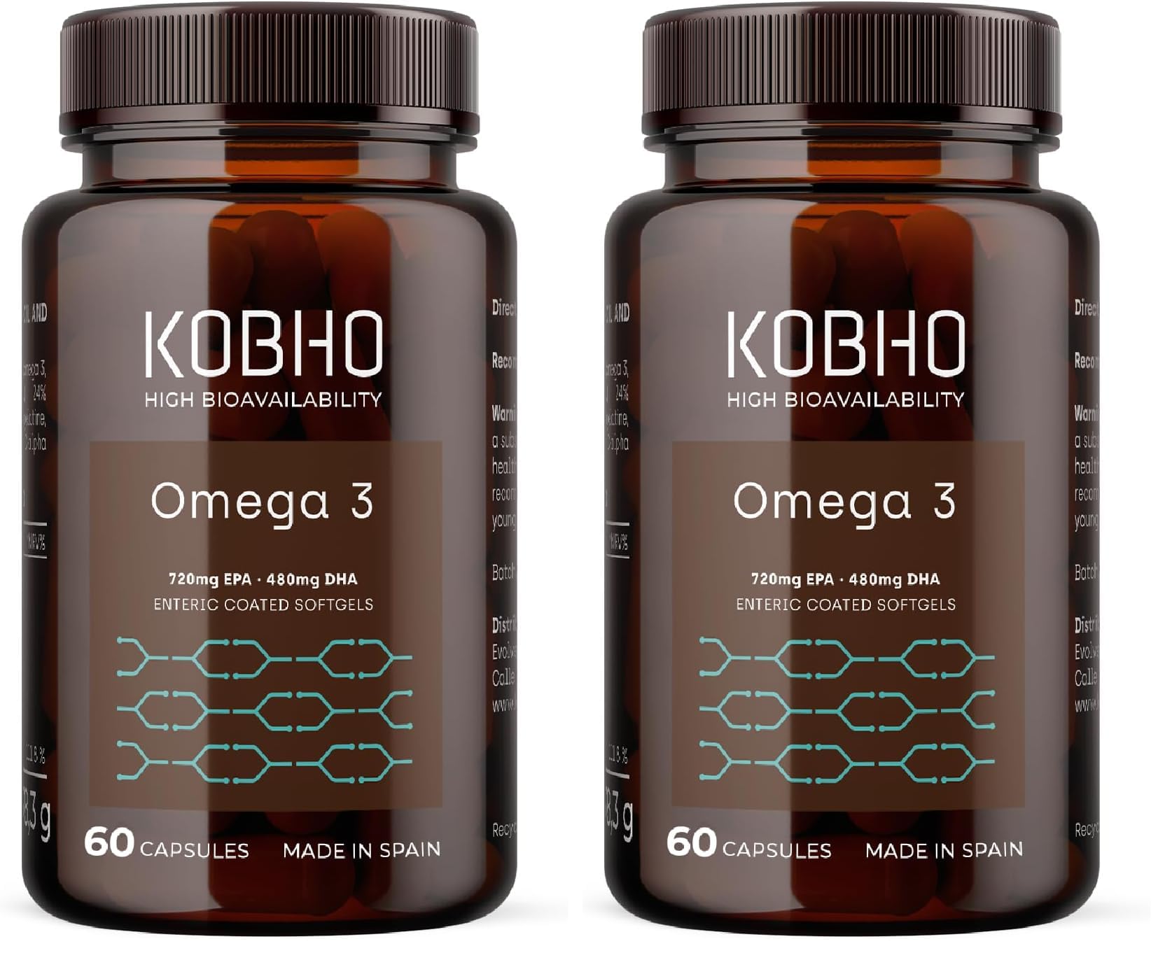 Omega-3 de Alta Absorción – 60 Cápsulas con EPA y DHA en Forma rTG - Sin Regusto a Pescado - Certificado IFOS - Fabricado en España (Paquete de 2)