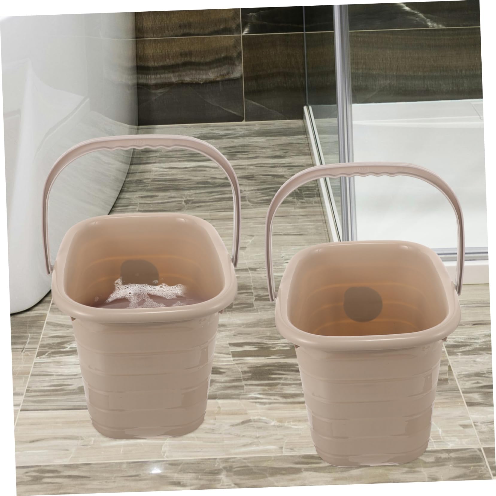 Secchio in Plastica Rettangolare con Manico 11l Khaki | Capienza per Liquidi, Uso Domestico, Tinta Kaki, Pratico per Detergenti e Piccoli Travasi