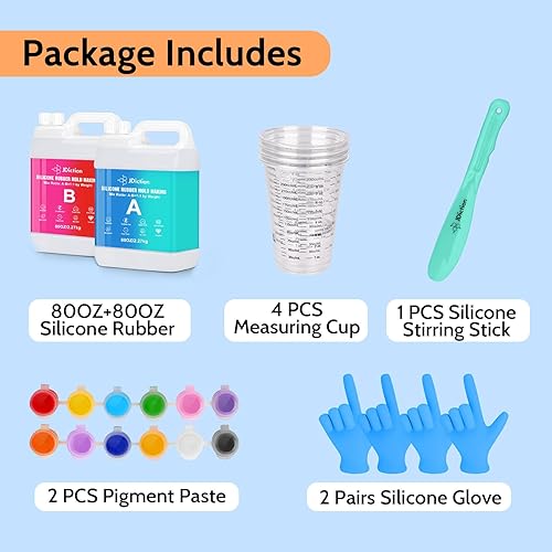 Miniatura 2 de JDiction Kit de fabricación de moldes de silicona, silicona líquida súper elástica de 160 onzas para hacer moldes con pasta de pigmentos, goma de
