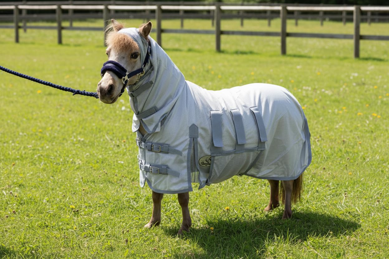 Ruggles Combo Fly Rug For Shetland Pony, Donkey, Miniature Horse | With Ear Holes | Excellent Protection From Bugs, Flies and Biting Insects - 160g Mesh (4')
